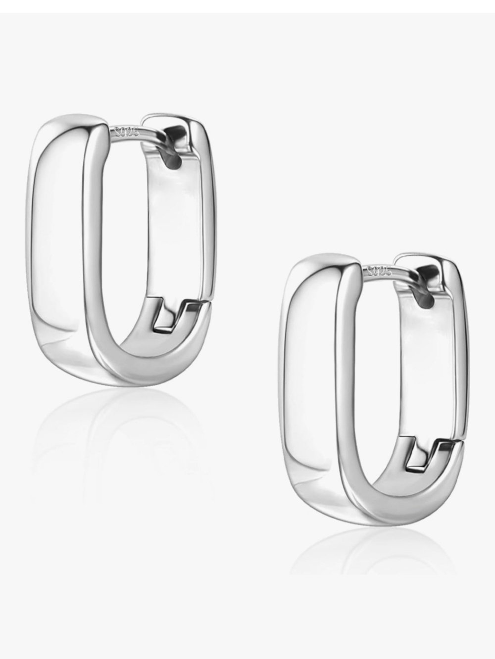 Sterling-Style Small Thick Huggie Hoop Earrings - Silver
